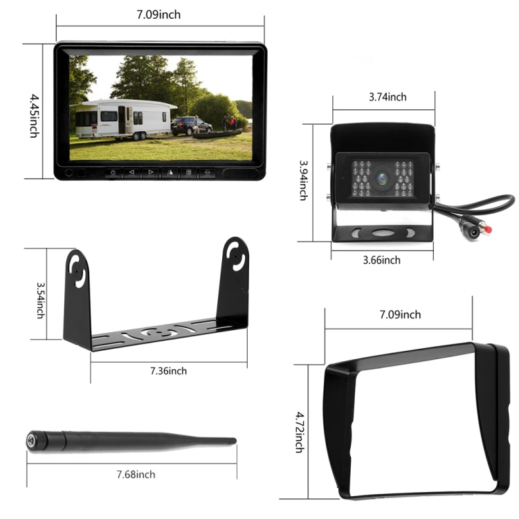 K0232 7 inch 140 Degrees Wide Angle HD Car Rear View Backup Dual Cameras Rearview Monitor Split Screen, K0232 K0232 7 inch 140 Degrees Wide Angle HD Car Rear View Backup Dual Cameras Rearview Monitor Split Screen, K0232